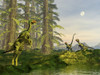 A Caudipteryx watching Dilong dinosaurs approaching approaching amongst Tempskya trees Poster Print - Item # VARPSTEDV600223P