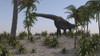 Large Brachiosaurus grazing on foliage Poster Print