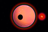 An alien planet and its moon in orbit around a red giant star Poster Print - Item # VARPSTMAS100744S