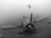 Diver explores the wreck of a Mitsubishi Zero fighter plane, Kimbe Bay, Papua New Guinea Poster Print - Item # VARPSTSJN400045U