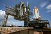 Space Shuttle Discovery atop the mobile launcher platform Poster Print