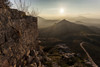 Ruins of a stone wall with a sunburst and mountains; Corinth, Greece PosterPrint - Item # VARDPI12286930