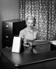 High angle view of a businesswoman typing on a typewriter Poster Print - Item # VARSAL2554179