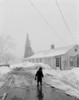 USA  Massachusetts  Berkshire County  person on snowy driveway Poster Print - Item # VARSAL255423547