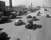 Lorries queuing near industrial building  high angle view Poster Print - Item # VARSAL255418495