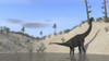 Large Brachiosaurus standing in a lake Poster Print