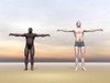 Homo Erectus man next to modern human being Poster Print - Item # VARPSTEDV600094P