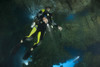 Diver exploring underwater cavern and caves at Goa Farondi, Southern Raja Ampat, West Papua, Indonesia Poster Print - Item # VARPSTSJN400538U