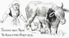 Vintage illustration of baby sucking utters from cow and angry mother from 19th century. PosterPrint - Item # VARDPI12272359