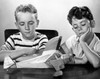 Two boys looking at a model airplane and thinking Poster Print - Item # VARSAL25516523A