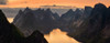 Kjerkfjorden among dramatic mountain ridges at sunset, Lofoten, Nordland, Norway Poster Print - Item # VARPPI169407