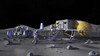 This artist's rendering represents a concept of possible activities during future space exploration missions. It depicts a human tended lunar base Poster Print - Item # VARPSTSTK201819S