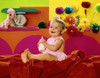 Close-up of a baby girl holding a baby bottle and smiling Poster Print - Item # VARSAL3811363048
