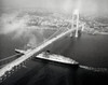 USA  New York State  New York City  High angle view of cruise ship passing under Verrazano-Narrows Bridge Poster Print - Item # VARSAL25544330