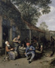 Peasants Smoking and Feasting Outside a Tavern  1676  Adriaen van Ostade  Oil on wood panel Poster Print - Item # VARSAL900143740