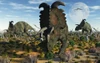 Albertaceratops dinosaurs grazing Poster Print