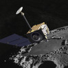 Artist Concept of the Lunar Reconnaissance Orbiter with Apollo mission imagery in the background Poster Print - Item # VARPSTSTK202674S