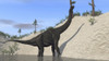 Large Brachiosaurus standing in a lake Poster Print