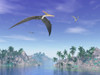 Pteranodon birds flying above islands with palm trees on a beautiful day Poster Print - Item # VARPSTEDV600144P