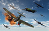 Artist's concept illustrating British Hawker Hurricane fighter planes attacking German Heinkel He 111 bombers Poster Print - Item # VARPSTMAS100001M
