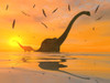 Giant sauropod Diplodocus dinosaurs relax at the end of a long hot day by bathing in the nearest body of water Poster Print - Item # VARPSTMAS100035P