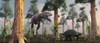 A Tyrannosaurus Rex tracking down a lone Ankylosaurus dinosaur Poster Print - Item # VARPSTMAS100505P