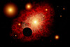 A lone planet orbiting a red giant star, which is one in a cluster of red giants Poster Print - Item # VARPSTMAS100633S
