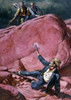 Cowboy hiding from enemy behind rock Poster Print - Item # VARSAL902138045