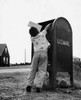 Rear view of a boy dropping mail in a mailbox Poster Print - Item # VARSAL25511574