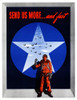 Digitally restored war propaganda poster. This vintage World War Two poster features an American airman standing in front of planes flying in the sky. It declares - Send us more, and fast. Poster Print - Item # VARPSTJPA100191M