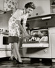 Low angle view of a young woman picking up a spoon from a dishwasher Poster Print - Item # VARSAL2552884