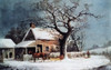 American Winter Scene  A Country Cabin  Currier & Ives Poster Print - Item # VARSAL3803489100