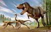 Tyrannosaurus Rex attacking two Struthiomimus dinosaurs Poster Print - Item # VARPSTMHA600017P