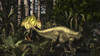 Acrocanthosaurus hunting Tenontosaurus, an early iguanodont. Tenontosaurus could grow up to 26 feet long, but had no real defense against an ambushing Acrocanthosaurus Poster Print - Item # VARPSTADR600040P
