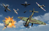 German Ju 87 Stuka dive bombers being attacked by British Royal Air Force Supermarine Spitfires Poster Print - Item # VARPSTMAS100534M