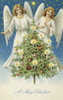 Merry Christmas: Two Angels With Christmas Tree  Nostalgia cards Poster Print - Item # VARSAL9801120