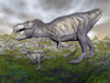 Tyrannosaurus rex mother and offspring walking in the mountains Poster Print - Item # VARPSTEDV600139P