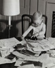 High angle view of a toddler paying bills Poster Print - Item # VARSAL25514884