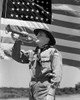 1940s Boy Scout Playing Bugle In Front Of 48 Star American Flag Poster Print By Vintage Collection (22 X 28) - Item # PPI177092LARGE