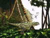 A Yangchuanosaurus hunts through heavy jungle foliage for prey as a flock of Pterodactylus reptiles keep close watch on him Poster Print - Item # VARPSTCFR200513P