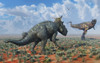 A Pachyrhinosaurus confronting a Carnotaurus Poster Print - Item # VARPSTMAS600052P