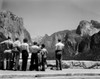 USA  California  Yosemite National Park  Tourists admiring scenery in Yosemite Valley with El Capitan is on left and Bridal Veil Falls on right Poster Print - Item # VARSAL255416311