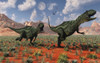 A pair of carnivorous Yangchuanosaurus dinosaurs hunting during the Jurassic Period, in what is modern day China Poster Print - Item # VARPSTMAS100899P