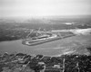 1950s Aerial Across Flushing Bay La Guardia Airport College Point Queens Manhattan Skyline In Distance Looking West - Item # PPI178829LARGE