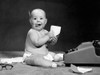 1960s Eager Baby Accountant Working At Adding Machine Poster Print By Vintage Collection (24 X 36) - Item # PPI177010LARGE