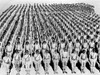 1940s Wwii Large Formation U.S. Army Infantry Soldiers At Attention Wearing Helmets Under Arms Rank And File Print By - Item # PPI176496LARGE