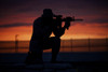 Silhouette of a U.S Marine on a bunker at sunset in Northern Afghanistan Poster Print - Item # VARPSTTMO100542M