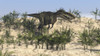 Dilophosaurus running across desert terrain Poster Print - Item # VARPSTKVA600165P