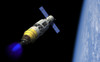 A manned orbital maintenance platform docked with a manned reusable crew capsule Poster Print - Item # VARPSTWMY100301S