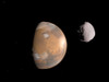 Artist's concept of Mars and it's moon, Dione Poster Print - Item # VARPSTWMY100047S